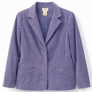 L.L. Bean Corduroy Blazer Jacket 10 Reg Lavender Purple Stretch Cotton Academia